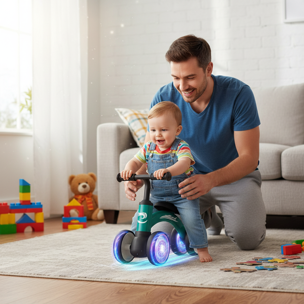 Review – Colorful Lighting Baby Balance Bike Toys for 1 Year Old Boy Girl Gifts